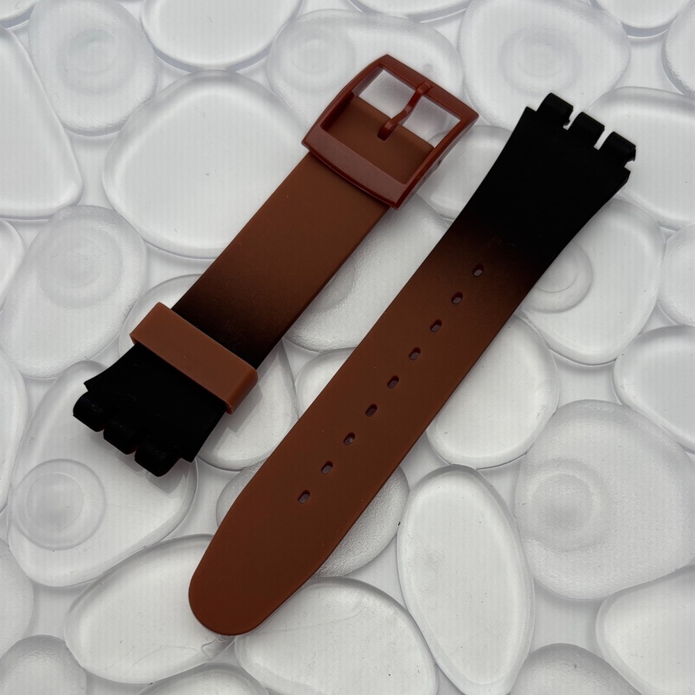 Black and Brown Watch Band (Strap Only) - fits Swatch New Gent model
